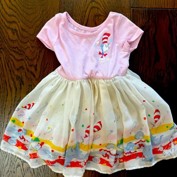 Pink and White Dr. Seuss Dress - Picture 1 of 1